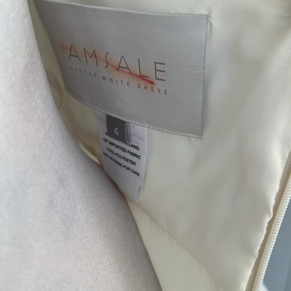 Amsale Italian Duchesse Satin Sheath Cocktail Dress Size 4 - Picture 5 of 6